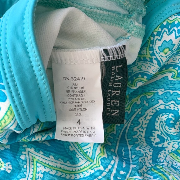 Ralph Lauren blue and green paisley one piece halter bathing suit - Picture 2 of 2